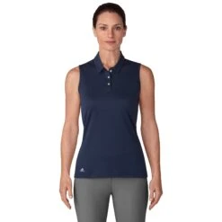 Adidas Golf Adidas Performance Navy Womens Sleeveless Golf Polo