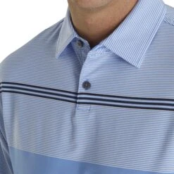 FootJoy Lisle Engineered Pinstripe Self Collar Lagoon Mens Golf Polo -Prime Golf Shop 20225 LAGOONWHTNVY 2