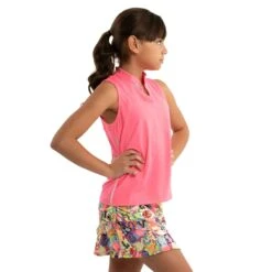 Lucky In Love Birdie Girls Sleeveless Golf Polo -Prime Golf Shop 20455 NEONPINK648 1