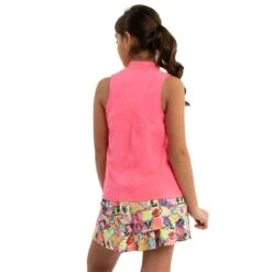 Lucky In Love Birdie Girls Sleeveless Golf Polo -Prime Golf Shop 20455 NEONPINK648 2
