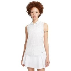Nike Dri-FIT Printed Womens Sleeveless Golf Polo -Prime Golf Shop 20526 PHOTONDUST025