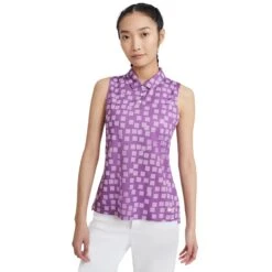Nike Dri-FIT Printed Womens Sleeveless Golf Polo -Prime Golf Shop 20526 PURPLNBULA570