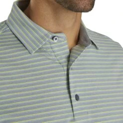 FootJoy Lisle Classic Stripe Heather Grey Mens Golf Polo -Prime Golf Shop 21479 HEATHERGREY 2