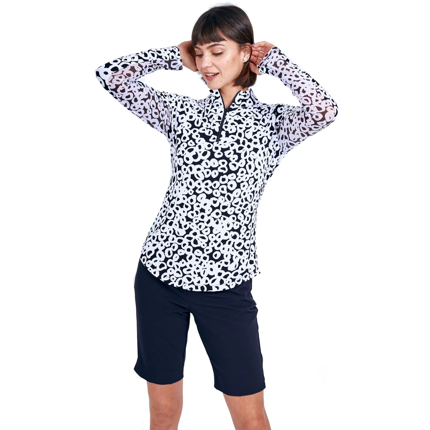 Gottex Zip Mock Lifestyle Womens Long Sleeve Sun Shirt 3 Gottex Zip Mock Lifestyle Womens Long Sleeve Sun Shirt