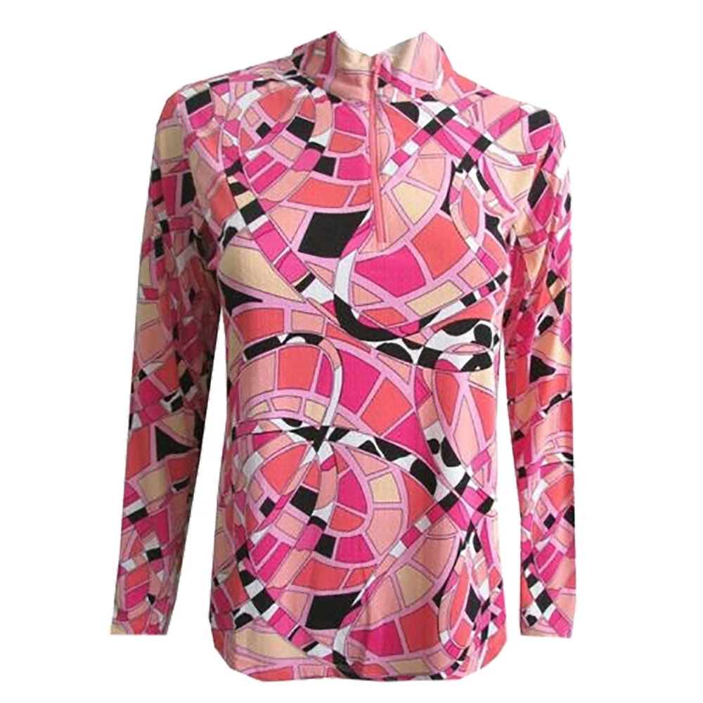 Gottex Zip Mock Lifestyle Womens Long Sleeve Sun Shirt 4 Gottex Zip Mock Lifestyle Womens Long Sleeve Sun Shirt - Image 2