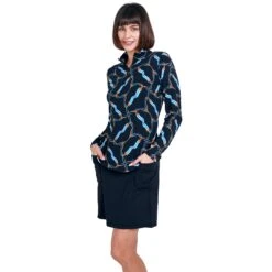 Gottex Zip Mock Lifestyle Womens Long Sleeve Sun Shirt 10 Gottex Zip Mock Lifestyle Womens Long Sleeve Sun Shirt -Prime Golf Shop 21663 WINNRCIRCLBLK