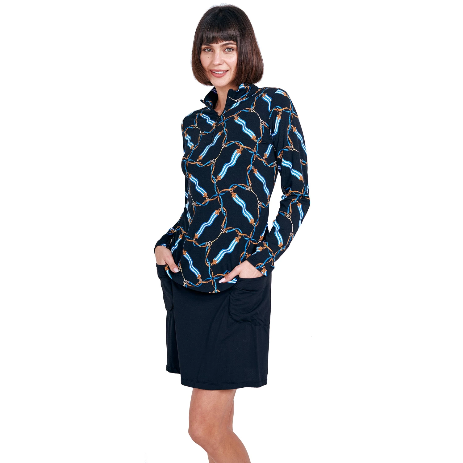 Gottex Zip Mock Lifestyle Womens Long Sleeve Sun Shirt 6 Gottex Zip Mock Lifestyle Womens Long Sleeve Sun Shirt - Image 4