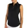 JoFit Jacquard Sleeveless Womens Golf Polo 2 JoFit Jacquard Sleeveless Womens Golf Polo -Prime Golf Shop UT122 BLKBLACK