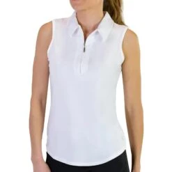 JoFit Jacquard Sleeveless Womens Golf Polo -Prime Golf Shop UT122 WHTWHITE